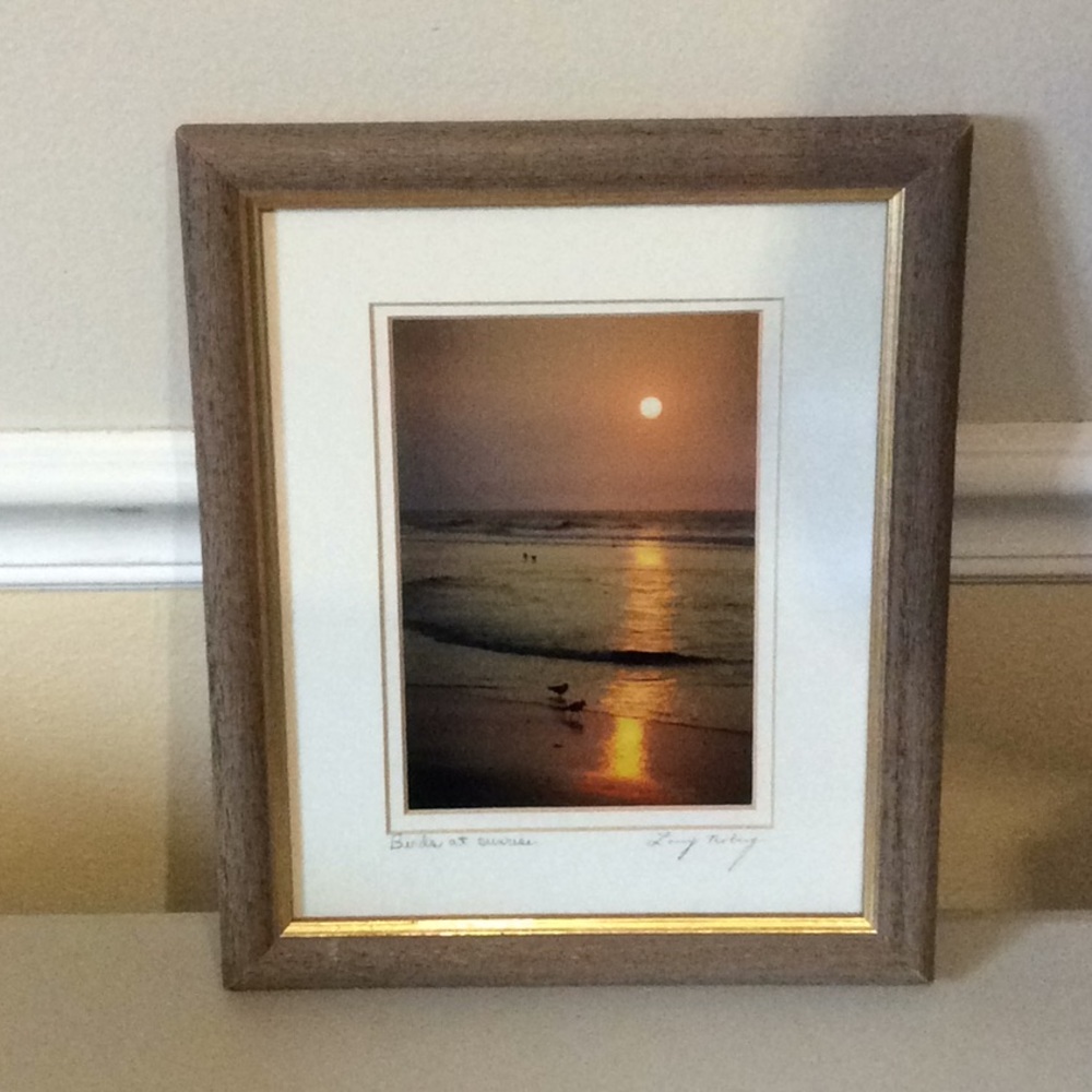 Birds at sunrise signed framed photo - Picture 1 of 7